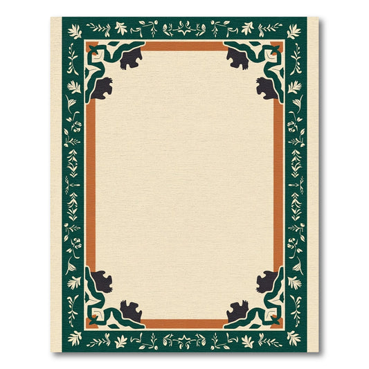 Dark Green Vine Creature Border Rug