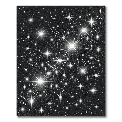 Sparkling Celestial White Starry Night Rug