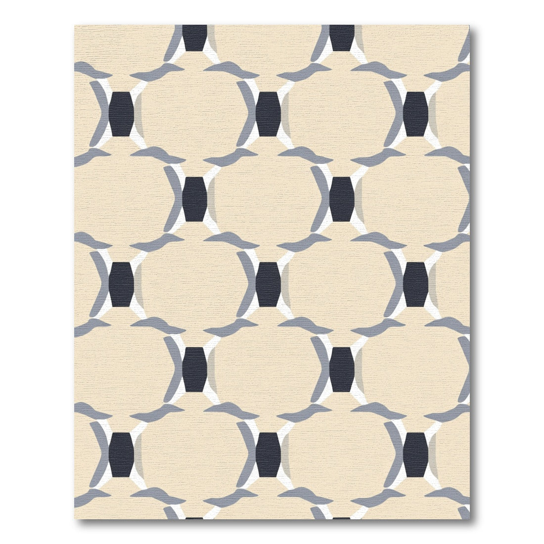 Ivory Blue Gray Linked Ovals Rug