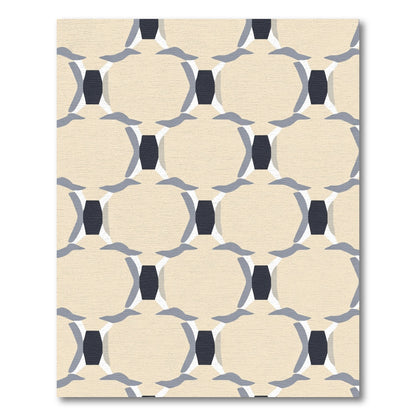 Ivory Blue Gray Linked Ovals Rug