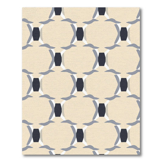Ivory Blue Gray Linked Ovals Rug