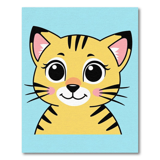 Cute Yellow Tiger Face Graphic Rug