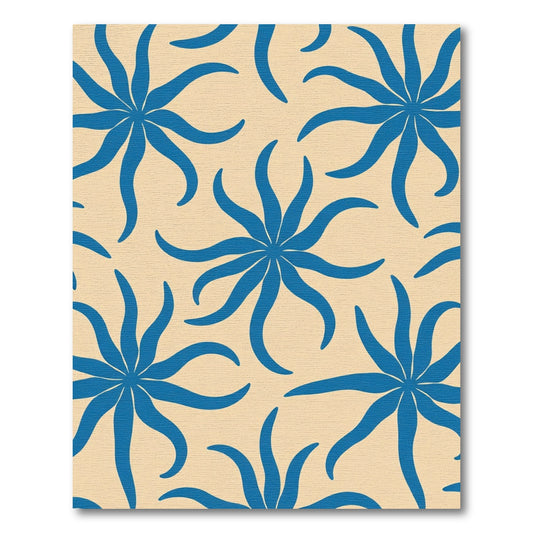 Navy Blue Starburst Floral Background Rug
