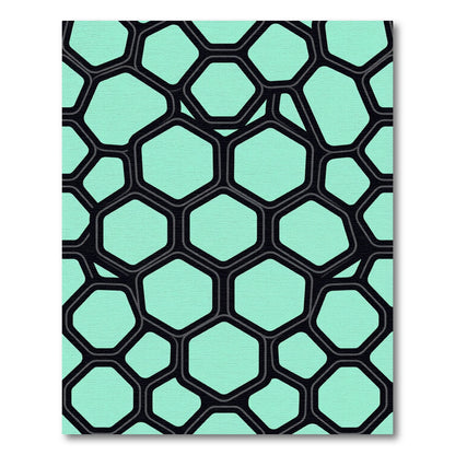 Modern Mint Geometric Honeycomb Grid Rug
