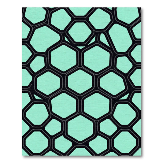 Modern Mint Geometric Honeycomb Grid Rug