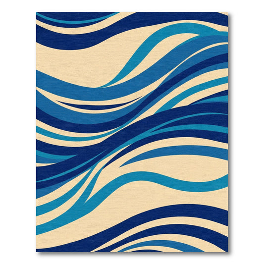 Cool Blue Waves Abstract Rug