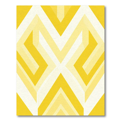 Golden Yellow Geometric Chevron Arrangement Rug