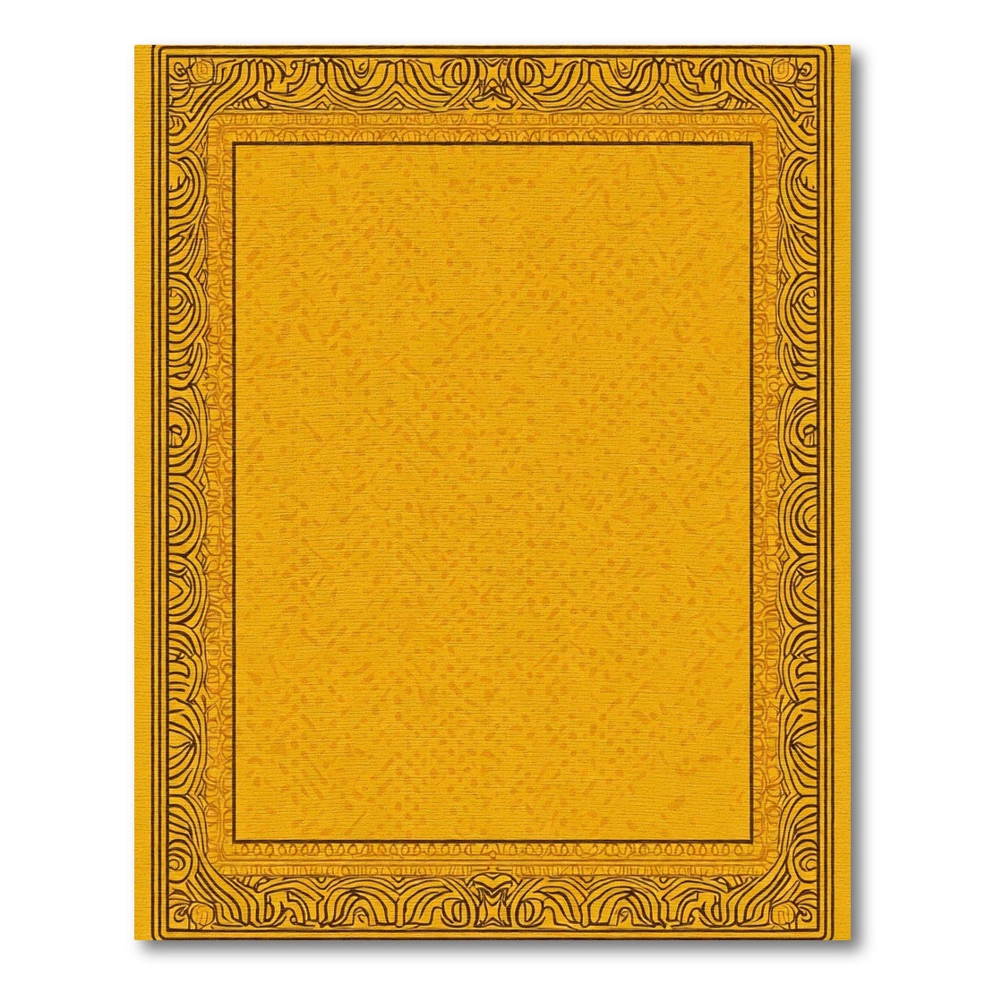 Ornate Golden Bordered Abstract Field Rug