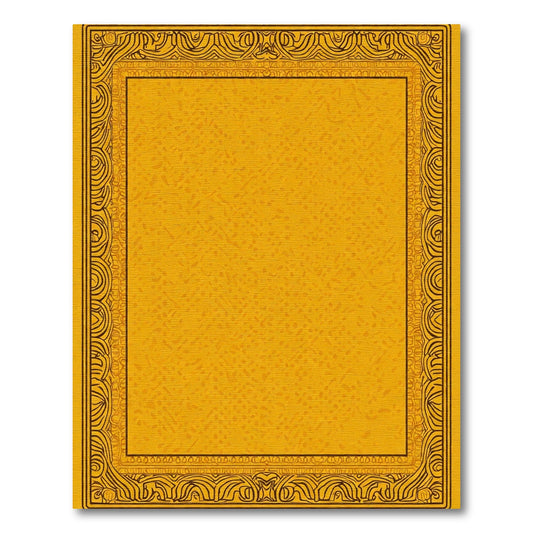 Ornate Golden Bordered Abstract Field Rug