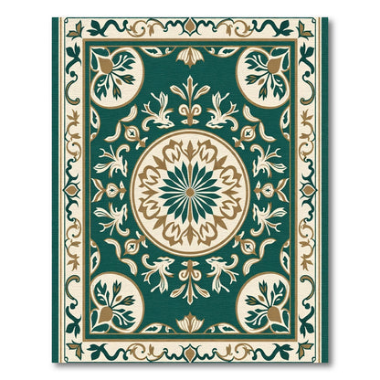 Emerald Medallion Floral Border Rug