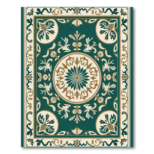 Emerald Medallion Floral Border Rug