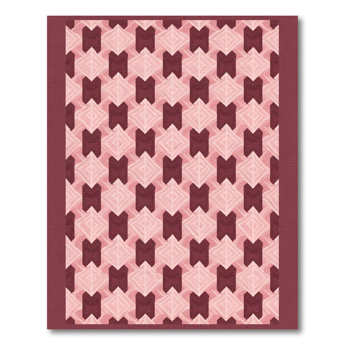 Geometric Diamond Cluster Pink Rug