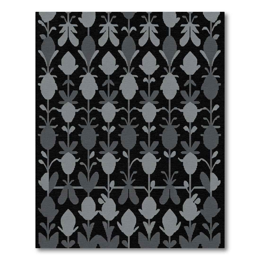 Gray Floral Branch Repeating Arrangement Rug