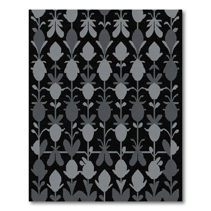 Gray Floral Branch Repeating Arrangement Rug