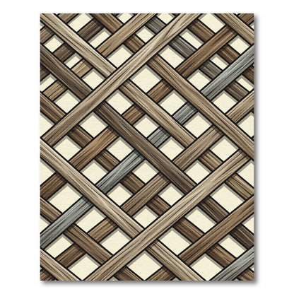 Rustic Wood Lattice Work Rug