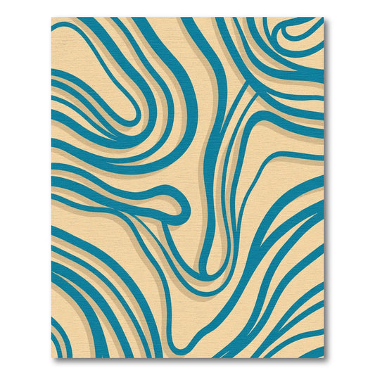 Teal Swirl on Tan Background Rug