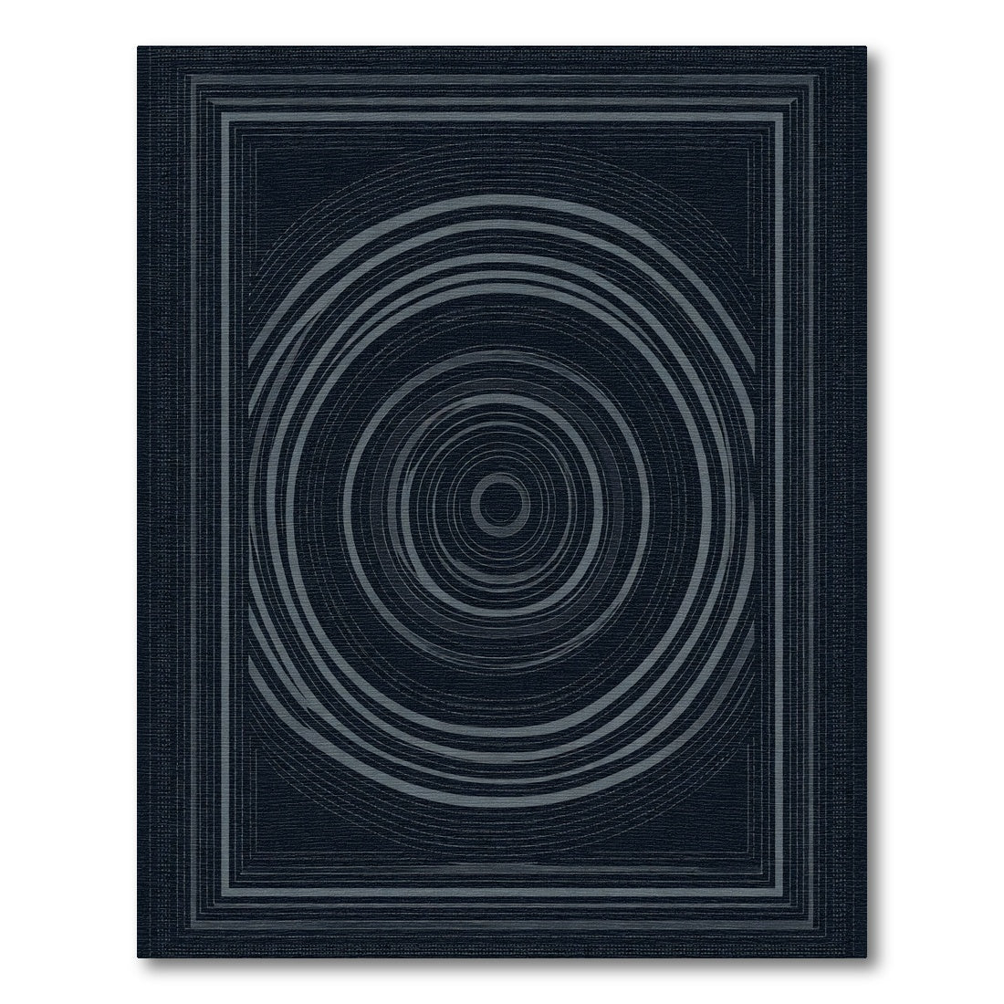 Dark Navy Concentric Circles Frame Rug