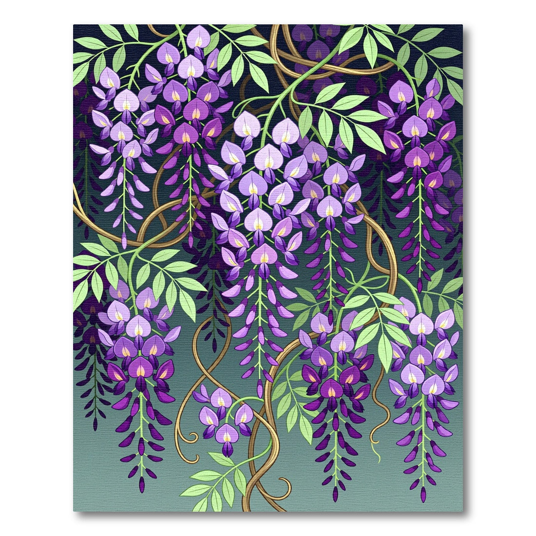 Elegant Purple Wisteria Cascading Floral Rug