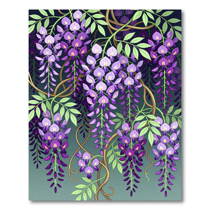 Elegant Purple Wisteria Cascading Floral Rug