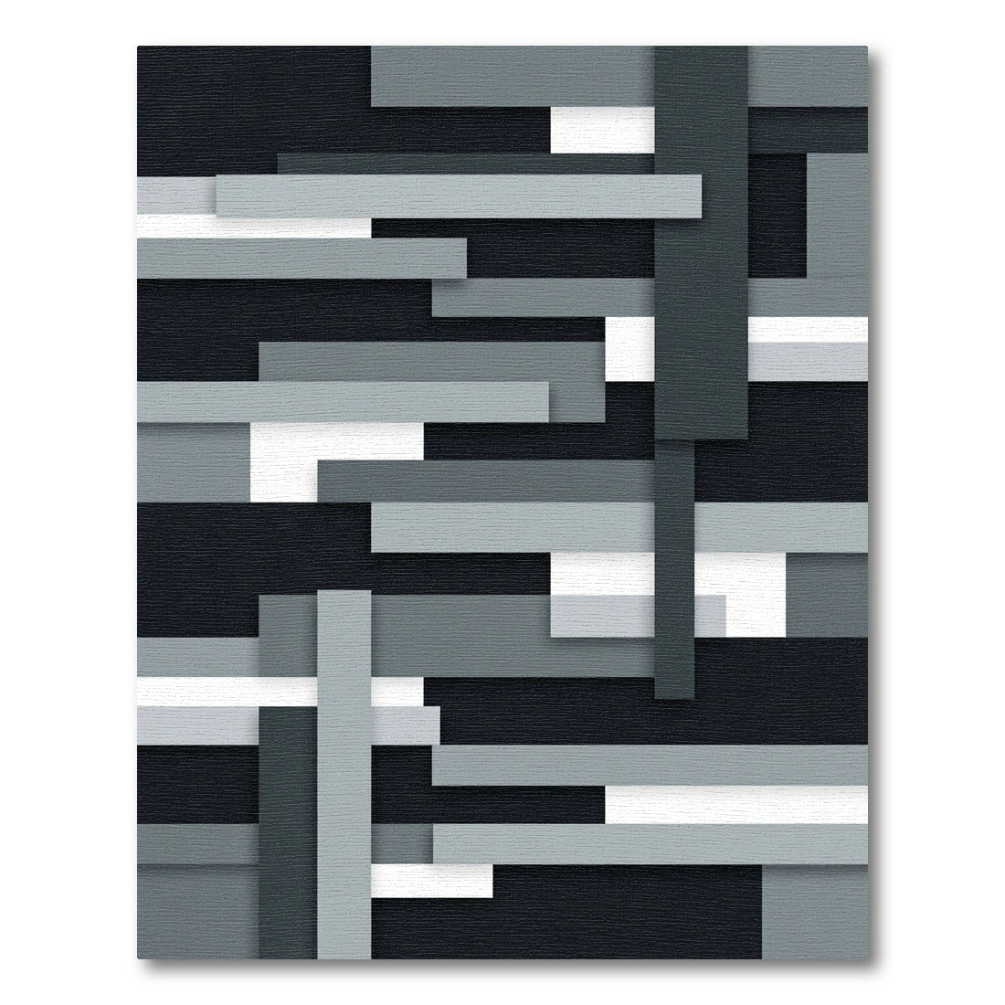 Modern Monochrome Layered Geometric Block Rug