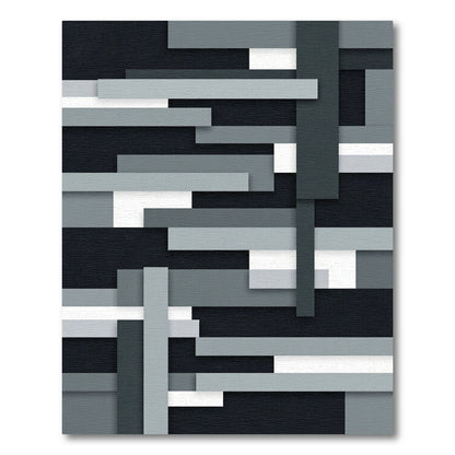 Modern Monochrome Layered Geometric Block Rug