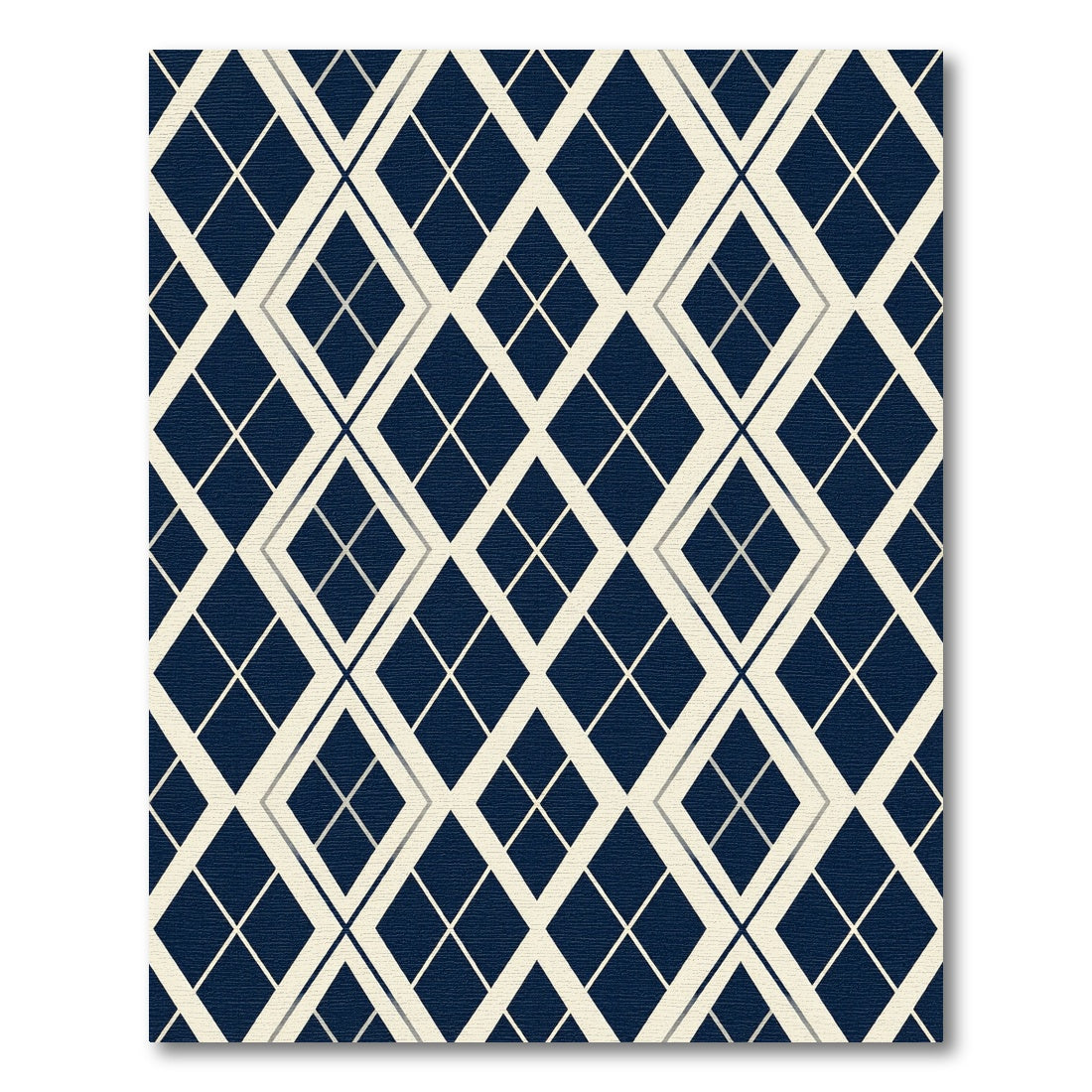 Navy Blue Geometric Argyle Diamond Rug