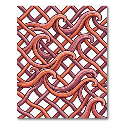 Abstract Terracotta Woven Swirl Wave Rug