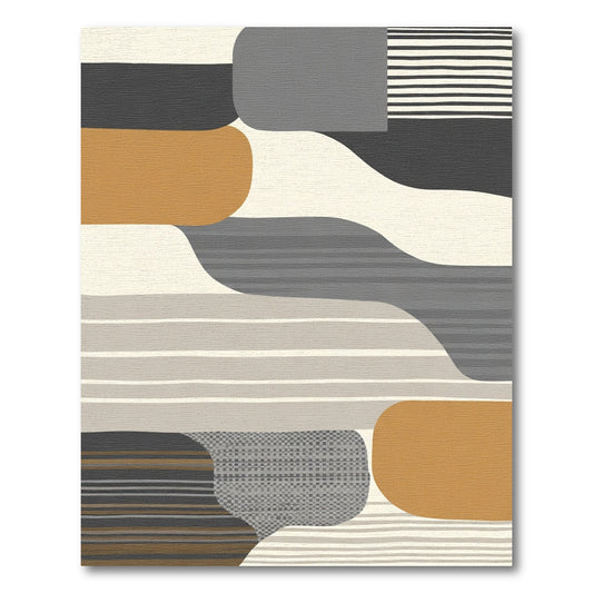 Modern Abstract Earthy Tone Stripe Rug