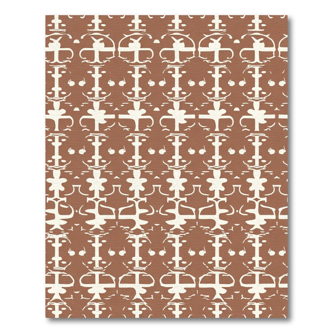 Terracotta Cream Symmetric Abstract Rug