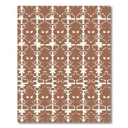 Terracotta Cream Symmetric Abstract Rug