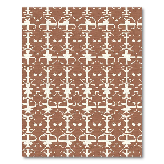 Terracotta Cream Symmetric Abstract Rug