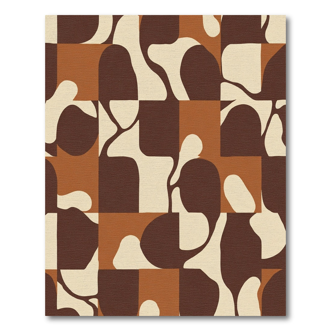 Earthy Organic Mid-Century Modern Squares Rug