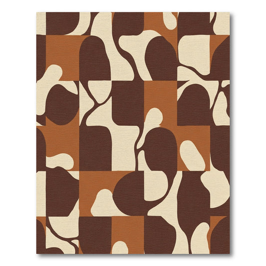 Earthy Organic Mid-Century Modern Squares Rug