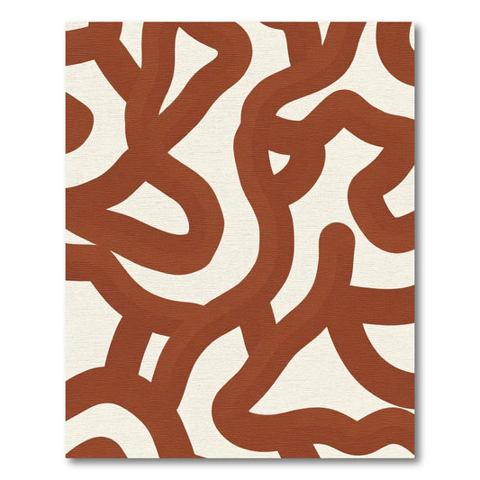 Terracotta Abstract Organic Swirl Rug
