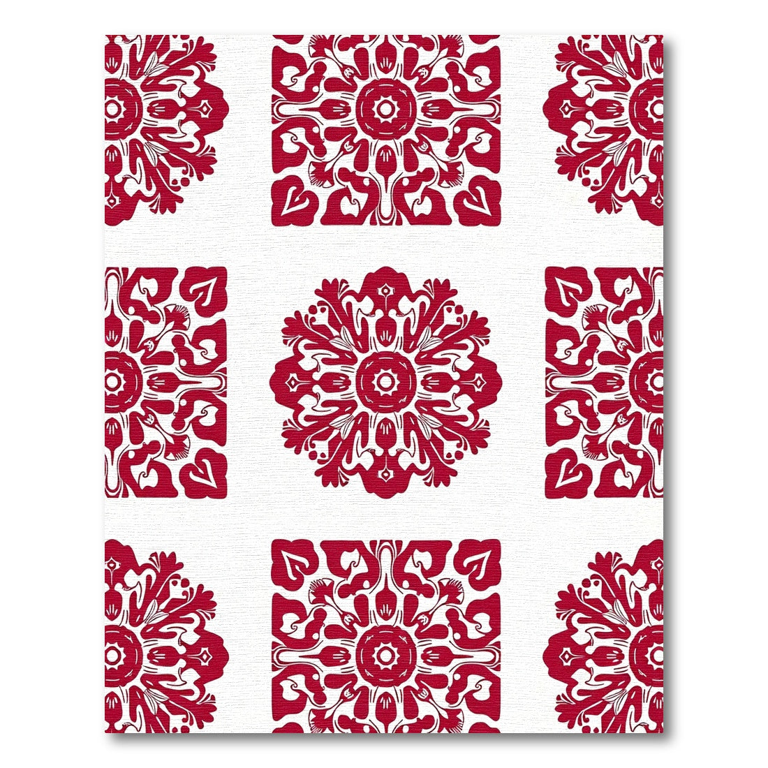 Crimson Floral Medallion Overlay Rug