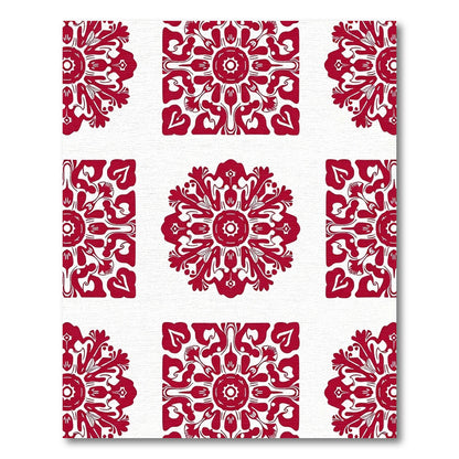 Crimson Floral Medallion Overlay Rug