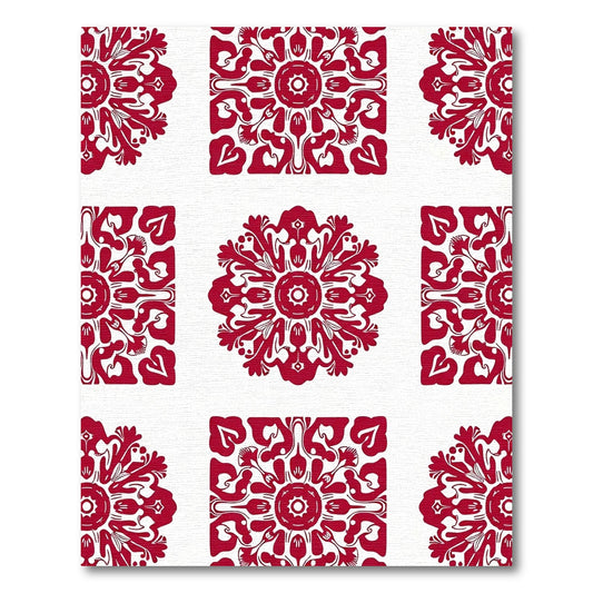 Crimson Floral Medallion Overlay Rug