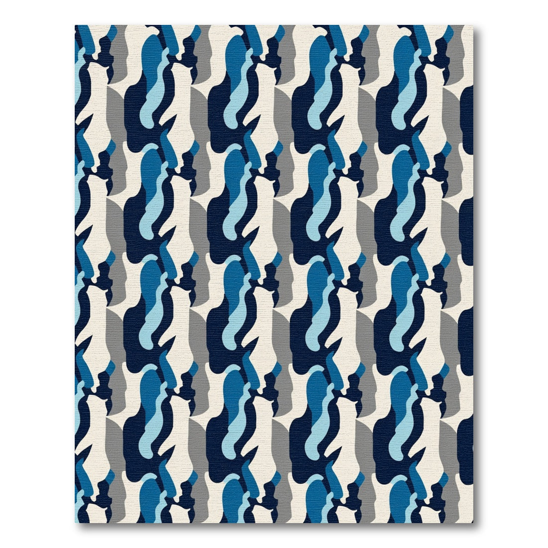 Dynamic Blue Camo Silhouette Rug