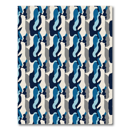 Dynamic Blue Camo Silhouette Rug