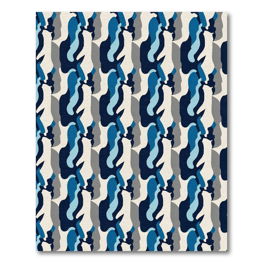 Dynamic Blue Camo Silhouette Rug