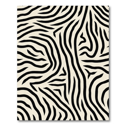 Cream Black Animal Print Strokes Rug
