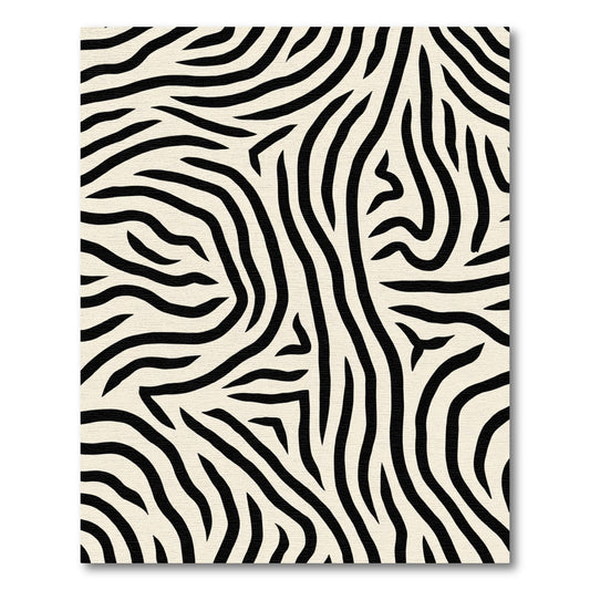 Cream Black Animal Print Strokes Rug