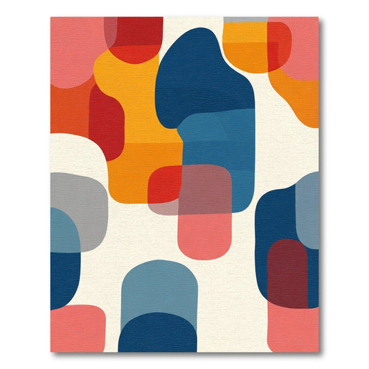 Abstract Retro Shapes Color Block Rug