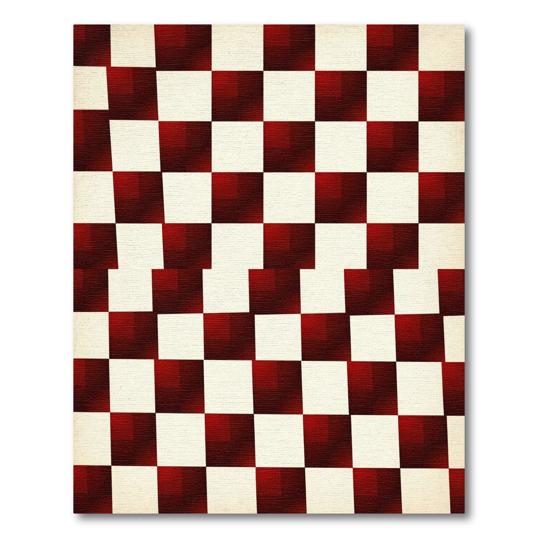 Geometric Burnt Red Gradient Checkered Rug