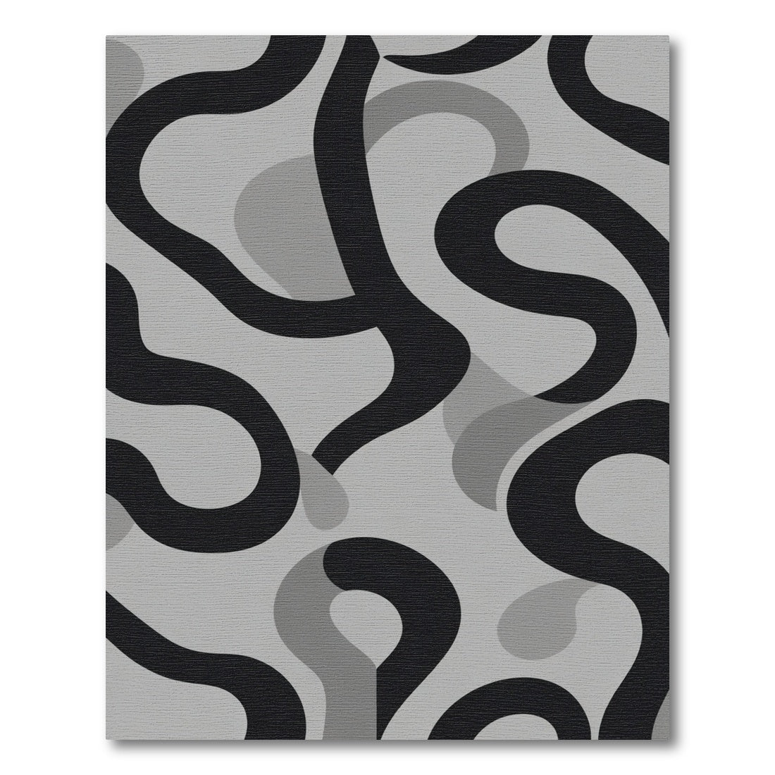 Bold Black Gray Abstract Swirl Rug