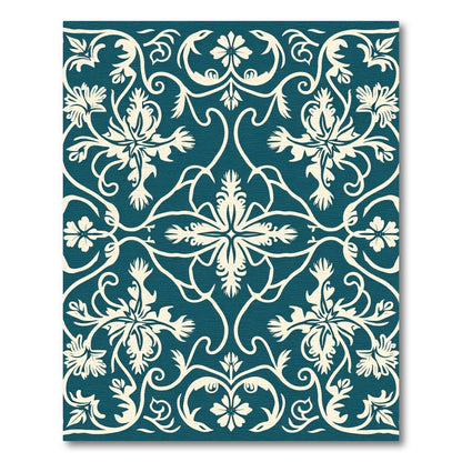 Cream Floral Vine Damask Rug