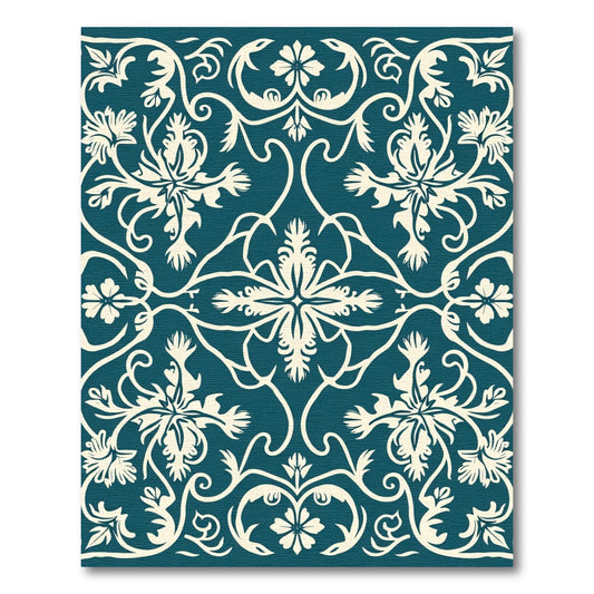 Cream Floral Vine Damask Rug