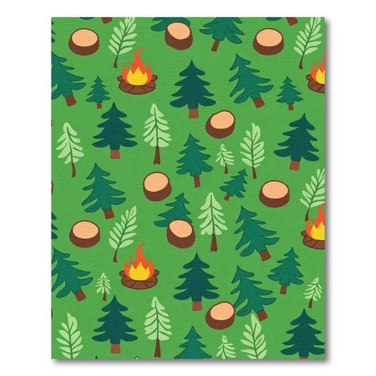 Campfire Forest Tree Woodland Scene Rug