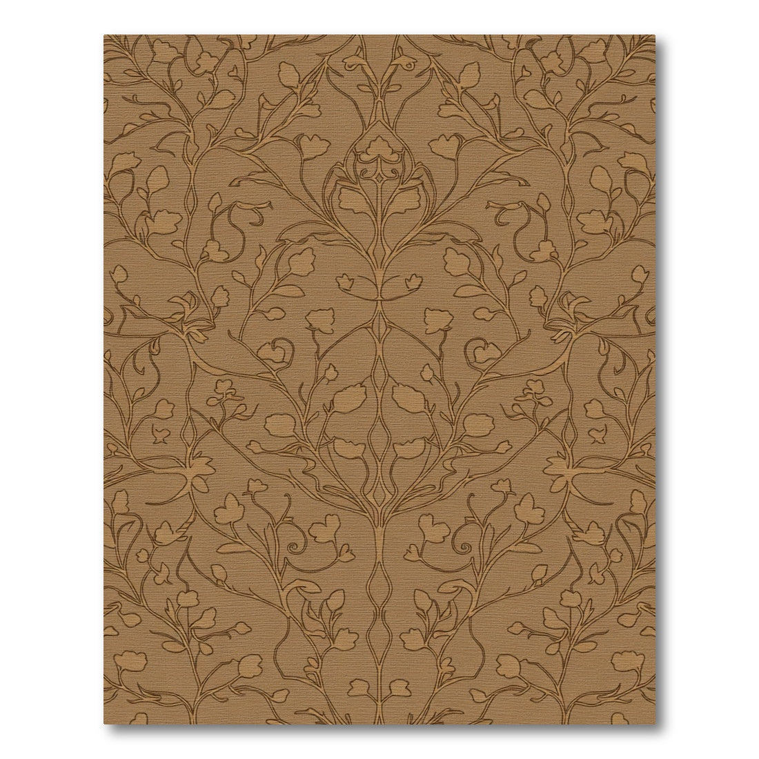 Brown Botanical Vine Damask Rug