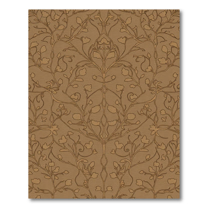 Brown Botanical Vine Damask Rug